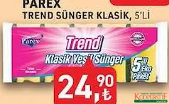 PAREX TREND BULAŞIK SÜNGERİ KLASİK 5'Lİ